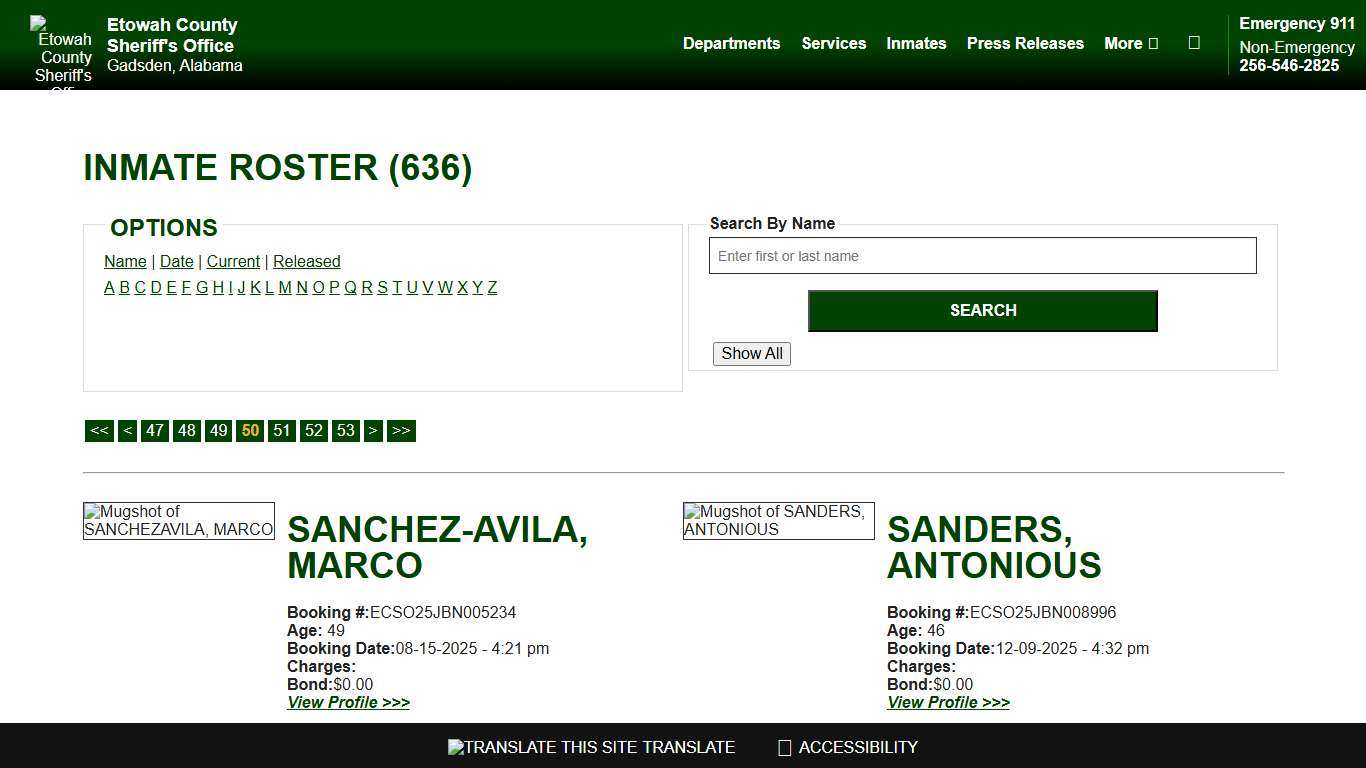 Inmate Roster - Page 50 Current Inmates - Etowah County Sheriff's Office